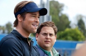 Academy Award nominees Brad Pitt and Jonah Hill in 'Moneyball'