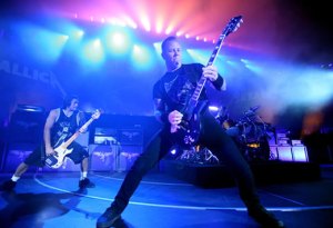 Robert Trujillo (left) and James Hetfield (right) rock Canada in "Metallica: Through the Never".